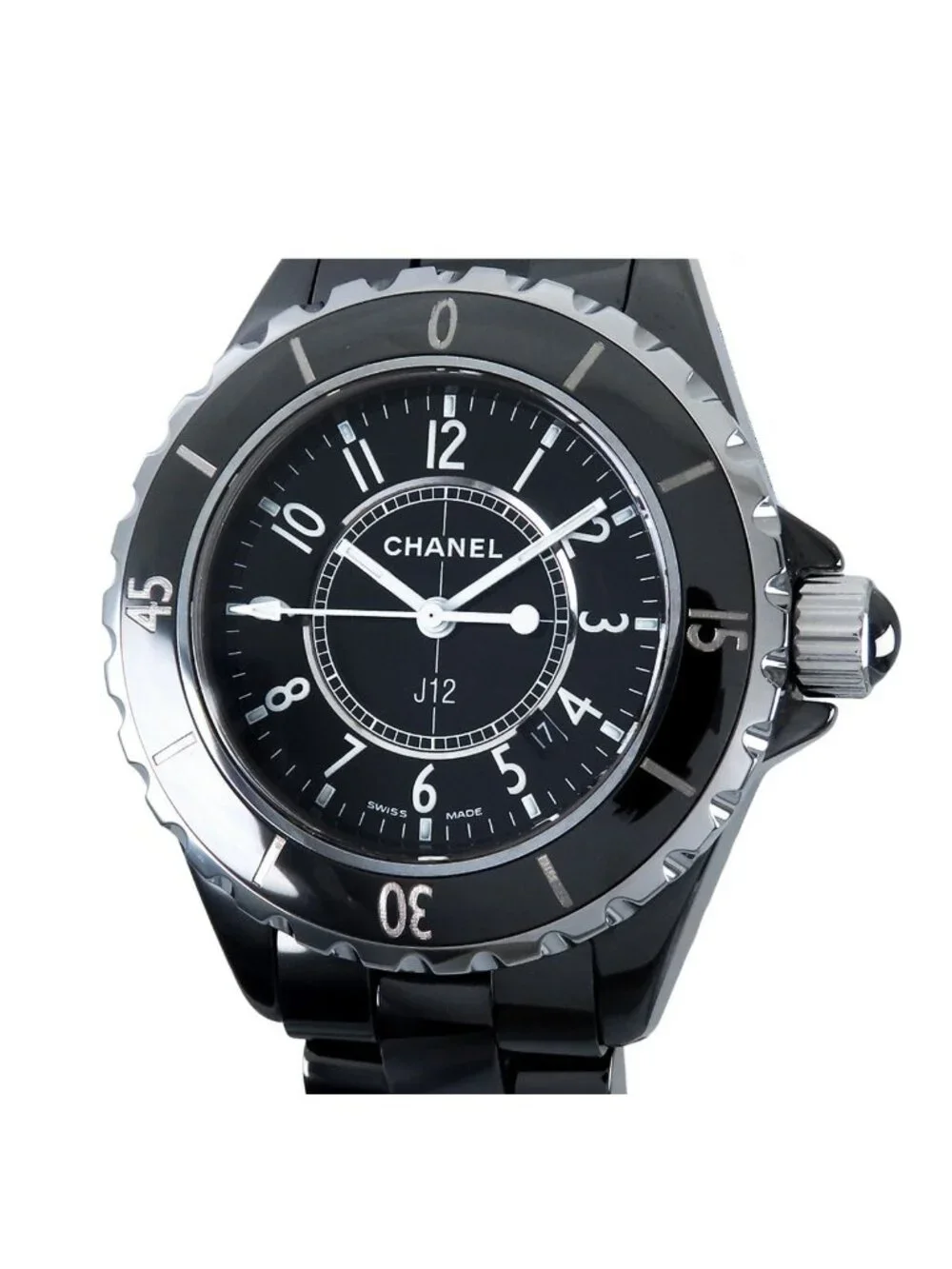 Chanel Black Ceramic SS 33 Date Watch Quartz